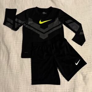 Nike Athletic Bundle, Black long sleeve shirt & Black Shorts Boys Size 6/7